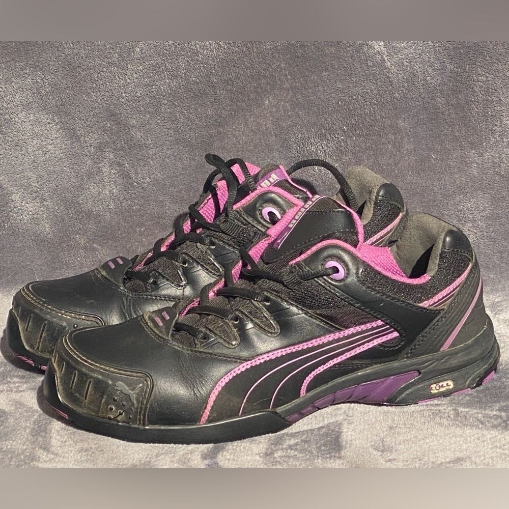 SOLD! Puma Safety Steel Toe Work Shoes Women’s Size 9. Pink Black ASTM F2413-11